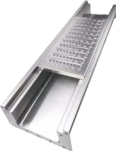 304 Stainless Steel Trench Drain with Caps, Length 45.7IN U-Shaped Drainage System Channel, Metal Decoration Grate Systems for Garden Garage(Silver-B,45.7X13.8X5.9in) in Kuwait