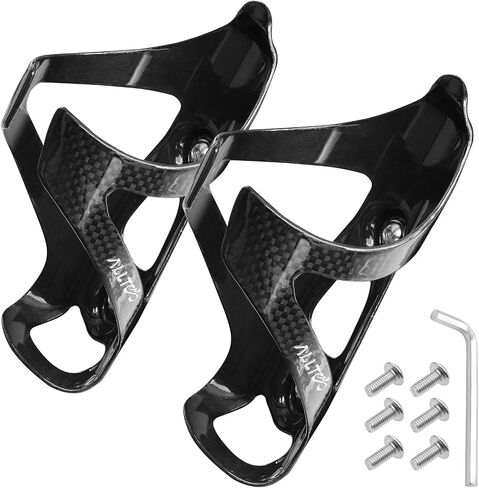 2-Pack Ultra-Light Full Carbon Fiber Bike Bottle Cages – Matte & Glossy Finish | 25g | T800 3K Weave | Secure Hold for Road & MTB (Bright) in Kuwait