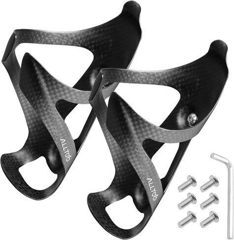 2-Pack Ultra-Light Full Carbon Fiber Bike Bottle Cages – Matte & Glossy Finish | 25g | T800 3K Weave | Secure Hold for Road & MTB (Bright) in Kuwait