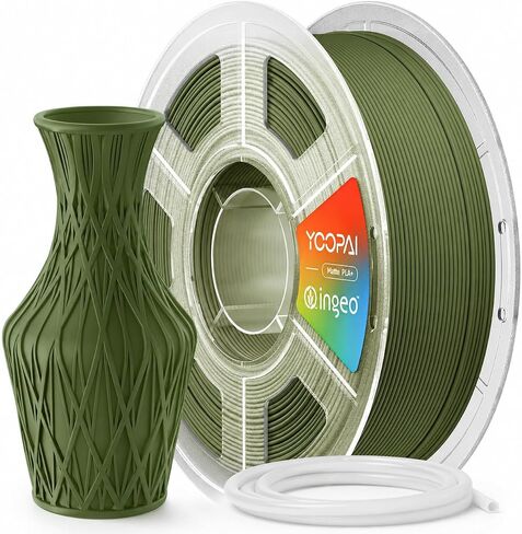 YOOPAI PLA+ خيوط غير لامعة 1.75 مم مع أنبوب تفلون PTFE 2 متر، خيوط طابعة ثلاثية الأبعاد 1 كجم (2.2 رطل)، دقة الأبعاد +/- 0.02 مم، نسيج سطح غير لامع، أخضر داكن in Kuwait