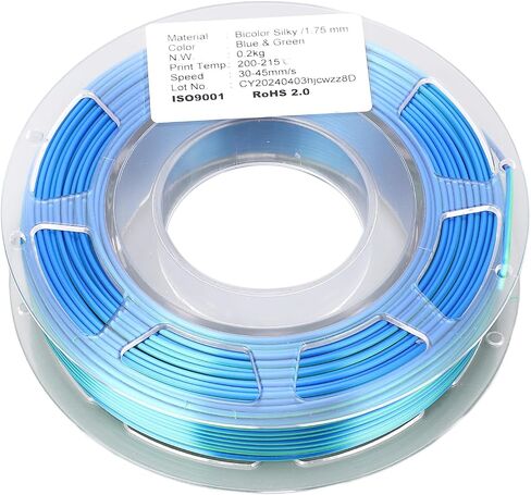 Silk PLA 3D Printer Filament, Dual Color Blue Green Shiny 1.75mm Filament with Smooth Texture for Most 3D Printers, 1kg Spool in Kuwait