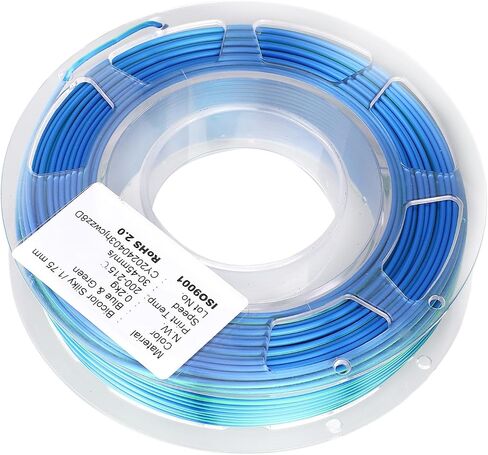 Silk PLA 3D Printer Filament, Dual Color Blue Green Shiny 1.75mm Filament with Smooth Texture for Most 3D Printers, 1kg Spool in Kuwait