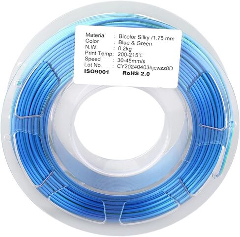 Silk PLA 3D Printer Filament, Dual Color Blue Green Shiny 1.75mm Filament with Smooth Texture for Most 3D Printers, 1kg Spool in Kuwait