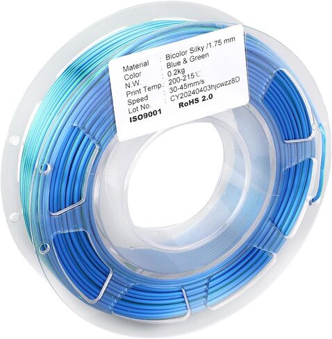 Silk PLA 3D Printer Filament, Dual Color Blue Green Shiny 1.75mm Filament with Smooth Texture for Most 3D Printers, 1kg Spool in Kuwait