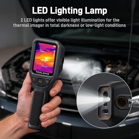 كاميرا تصوير حراري Teslong TTM260 مع كاميرا مرئية، دقة 256 × 192 بالأشعة تحت الحمراء، دقة فائقة 512 × 384، معدل تحديث 25 هرتز، نطاق درجة حرارة -4 درجة فهرنهايت إلى 1022 درجة فهرنهايت، شاشة LCD 3.2 بوصة in Kuwait