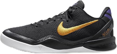 حذاء كرة السلة Kobe 8 Big Kids (FN0266-002، أسود/أبيض/أرجواني كورت/ذهبي جامعي) مقاس 5 in Kuwait