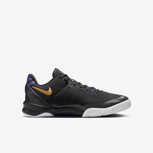 حذاء كرة السلة Kobe 8 Big Kids (FN0266-002، أسود/أبيض/أرجواني كورت/ذهبي جامعي) مقاس 5 in Kuwait