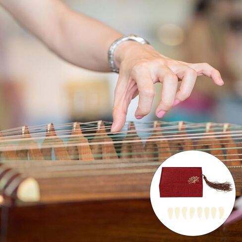 SHOWERORO Guzheng Protective Finger Nails Set for Adults, Small Size White Nail Picks Tape, Guzheng Practice Accessories for Beginners and Professional Performance in Kuwait