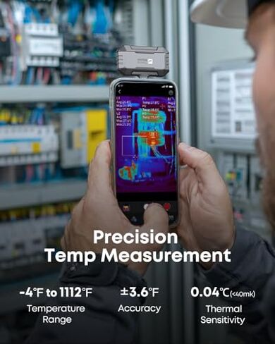Thermal Master P1 - كاميرا حرارية لأجهزة iOS وAndroid، دقة تصوير بالأشعة تحت الحمراء 160x120 مع متتبع البقع، تكبير 15x، دقة 3.6 درجة فهرنهايت، درجة حرارة عالية -4 درجة فهرنهايت -1112 درجة فهرنهايت، دقة فائقة 320x240 in Kuwait