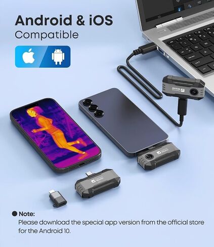 Thermal Master P1 - كاميرا حرارية لأجهزة iOS وAndroid، دقة تصوير بالأشعة تحت الحمراء 160x120 مع متتبع البقع، تكبير 15x، دقة 3.6 درجة فهرنهايت، درجة حرارة عالية -4 درجة فهرنهايت -1112 درجة فهرنهايت، دقة فائقة 320x240 in Kuwait