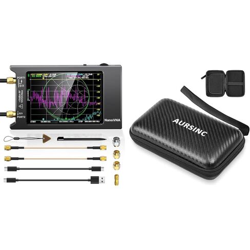 محلل شبكة ناقل NanoVNA-H4 المحدث من AURSINC V4.4، 9 كيلو هرتز - 1.5 جيجا هرتز، شاشة لمس 4 بوصات مع حافظة واقية صلبة من مادة EVA مقاس 4 بوصات - تخزين مقاوم للماء للصدمات لـ NanoVNA H4/TinySA Ultra in Kuwait