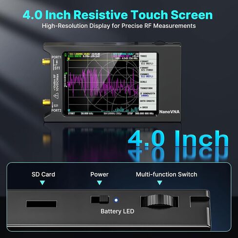 محلل شبكة ناقل NanoVNA-H4 المحدث من AURSINC V4.4، 9 كيلو هرتز - 1.5 جيجا هرتز، شاشة لمس 4 بوصات مع حافظة واقية صلبة من مادة EVA مقاس 4 بوصات - تخزين مقاوم للماء للصدمات لـ NanoVNA H4/TinySA Ultra in Kuwait