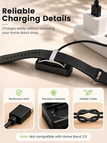 Charger Compatible with Hume Band 1.0, 3.3FT/1M USB Clip Charging Cable, Portable Replacement Charging Dock Cord for Hume Band Fitness Tracker, Black in Saudi Arabia