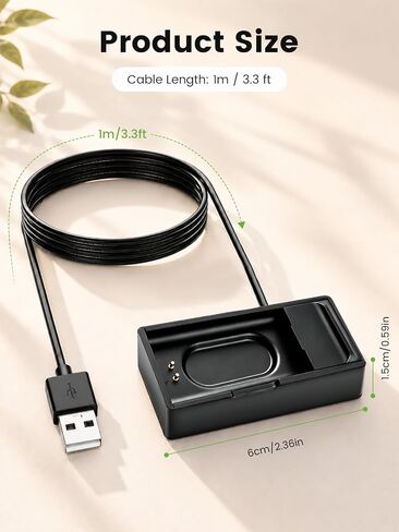 Charger Compatible with Hume Band 1.0, 3.3FT/1M USB Clip Charging Cable, Portable Replacement Charging Dock Cord for Hume Band Fitness Tracker, Black in Saudi Arabia