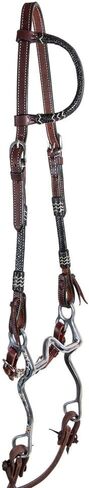 Schneiders Double S Harness Leather One Ear Headstall with Black Rawhide | Enhanced Horse Control | Stylish Rawhide Accents in Kuwait