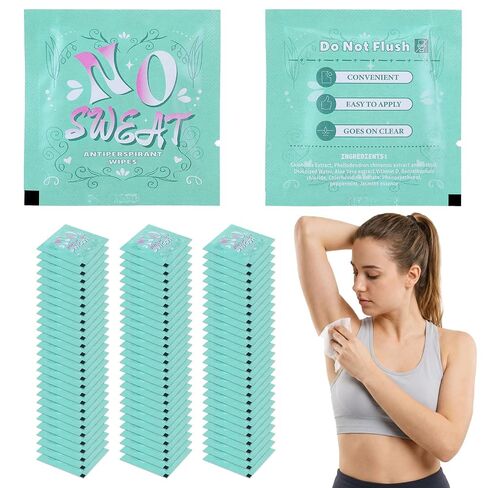 50 Pieces Mini Deodorant Wipes Travel Deodorant Body Wipes Individually Wrapped Bulk Travel Size Toiletries for Underarm Clean Skin for Women Men Gym Homeless(Jasmine) in Kuwait