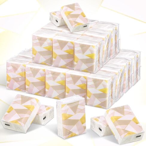 Sinmoe 50 Pocket Tissue Bulk Back to School Classroom Supply Facial Tissue Packs for Wedding Guests Mini Napkin Modern Design 3 Ply for Travel Graduation Celebration Travelling Party in Kuwait