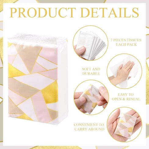 Sinmoe 50 Pocket Tissue Bulk Back to School Classroom Supply Facial Tissue Packs for Wedding Guests Mini Napkin Modern Design 3 Ply for Travel Graduation Celebration Travelling Party in Kuwait