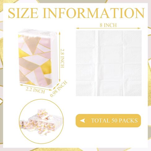 Sinmoe 50 Pocket Tissue Bulk Back to School Classroom Supply Facial Tissue Packs for Wedding Guests Mini Napkin Modern Design 3 Ply for Travel Graduation Celebration Travelling Party in Kuwait