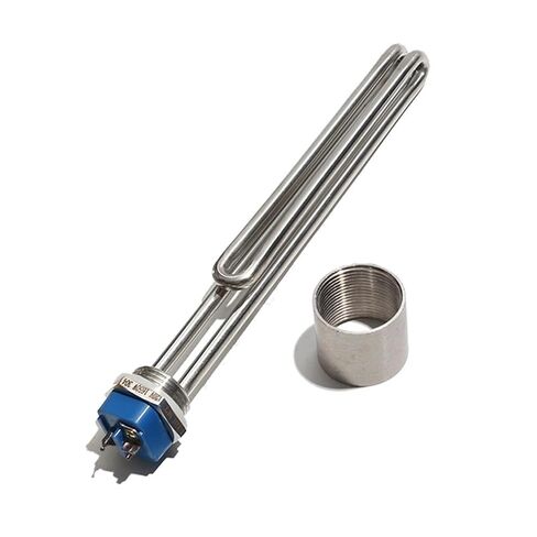 G1 Inch 32MM Thread Water Heating Element 120V 240V Stainless Steel Folded Tube Heater Resistance 1KW 2KW 2.5KW 3KW 3.5KW 1Pcs(with Internal Nut,240V_1KW 180MML 304SS) in Kuwait
