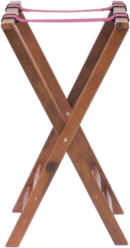 HUBERT Tray Stand with Solid Legs Dark Walnut Wood - 31" H in Kuwait