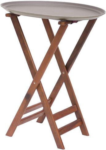 HUBERT Tray Stand with Solid Legs Dark Walnut Wood - 31" H in Kuwait