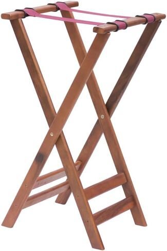 HUBERT Tray Stand with Solid Legs Dark Walnut Wood - 31" H in Kuwait