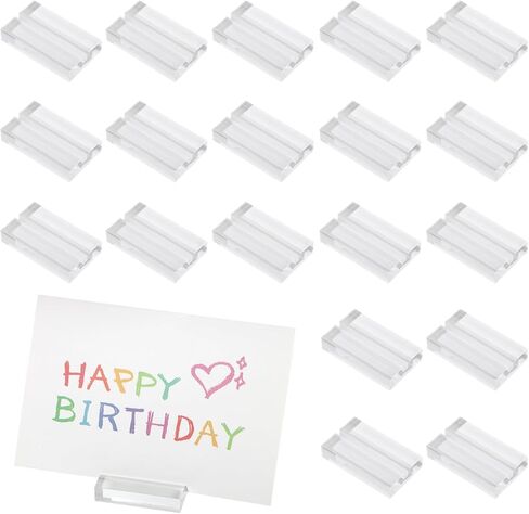 Lnrueg 24 Pcs Acrylic Place Card Holders, 2 Inch Card Display Stand, Table Number Holder with Card Slot, Clear Acrylic Sign Holder for Wedding Restaurant Exhibition, 3 mm Slot Width in Kuwait