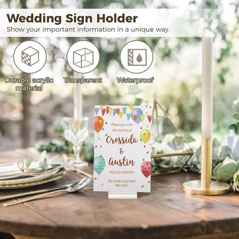 Lnrueg 24 Pcs Acrylic Place Card Holders, 2 Inch Card Display Stand, Table Number Holder with Card Slot, Clear Acrylic Sign Holder for Wedding Restaurant Exhibition, 3 mm Slot Width in Kuwait