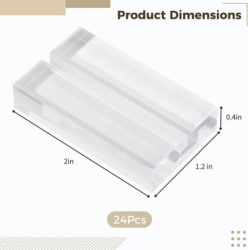 Lnrueg 24 Pcs Acrylic Place Card Holders, 2 Inch Card Display Stand, Table Number Holder with Card Slot, Clear Acrylic Sign Holder for Wedding Restaurant Exhibition, 3 mm Slot Width in Kuwait