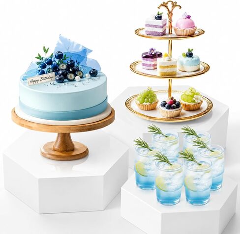 3 Pack Extra Large Acrylic Buffet Risers - 14" 13" 12" Cube Display Stands with Hollow Bottoms, Table Display Boxes Set for Food Dessert Cake Drink Catering Party Supplies in Kuwait