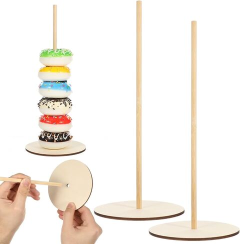 Donut Stand 3-Tier Dessert Display Rack for Birthday Party Donut Bar Holder Sweet Treats Display Stand Rustic Style 11.81X4.72X4.72In Set of 3 in Kuwait