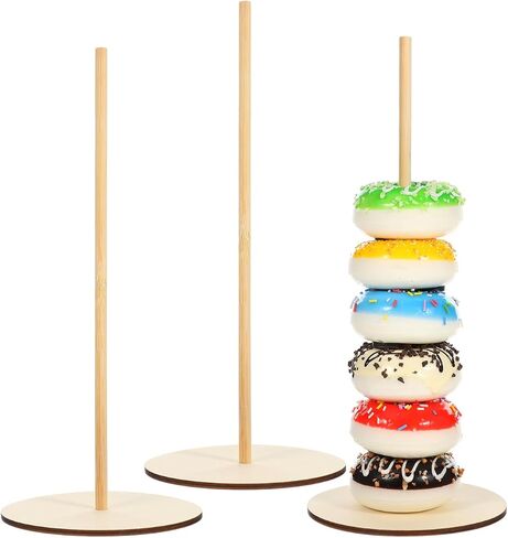 Donut Stand 3-Tier Dessert Display Rack for Birthday Party Donut Bar Holder Sweet Treats Display Stand Rustic Style 11.81X4.72X4.72In Set of 3 in Kuwait