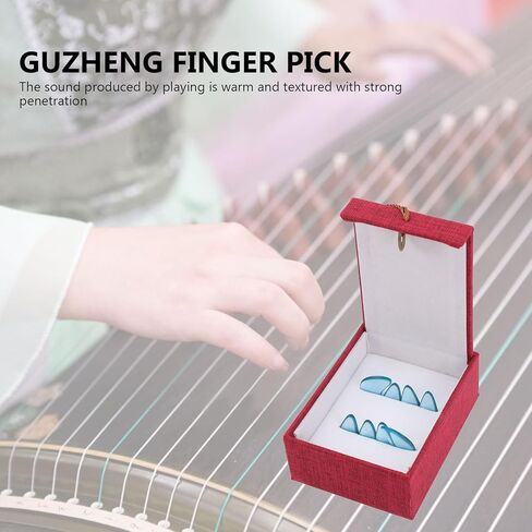 Beavorty Professional Guzheng أظافر الأصابع مقاس كبير من الكريستال الأزرق الجليدي، أغطية أصابع واقية لممارسة Guzheng لملحقات الآلات الوترية in Kuwait