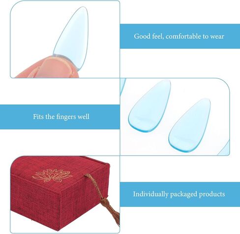 مجموعة أظافر احترافية من MAGICLULU للعب Guzheng مقاس كبير من أغطية الأصابع الكريستالية الزرقاء الجليدية لممارسة الأظافر المزيفة لأداء Guzheng in Kuwait