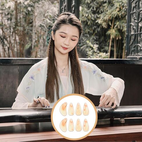 8 قطع Guzheng Nails العنبر حجم صغير يختار أصابع واقية لممارسة Guzheng مناسبة للأعمار من 6 إلى 10 سنوات ملحقات أظافر وهمية منحنية على الوجهين in Kuwait