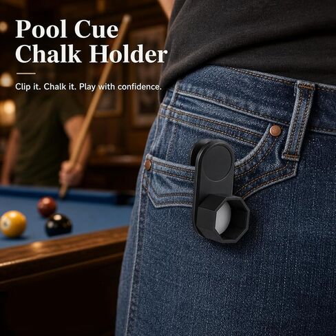 Octagon Pool Chalk Holder, Portable Billiard Pool Cue Chalk Holder,Pool Cue Chalk Case Container Box for Snooker Accessories,Black, Plastic in Kuwait