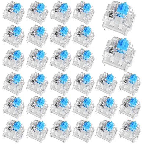 30Pcs Blue Switch Replacement, 3 PIN Mechanical Keyboard Switches, Clicky with Strong Tactile Feedback, Accurate Typing, Dustproof, Office and Gaming LED Keyboard Universal Replacement Parts in Kuwait