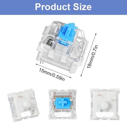 30Pcs Blue Switch Replacement, 3 PIN Mechanical Keyboard Switches, Clicky with Strong Tactile Feedback, Accurate Typing, Dustproof, Office and Gaming LED Keyboard Universal Replacement Parts in Kuwait