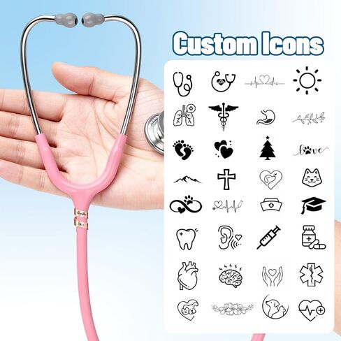 Personalized Stethoscope Name Tag Stethoscope Charms with Id Tag Custom Name Tag Stethoscope Accessories Gift for Nurse Doctor Medical Assistant Vets Med Students (Wave Style) in Kuwait