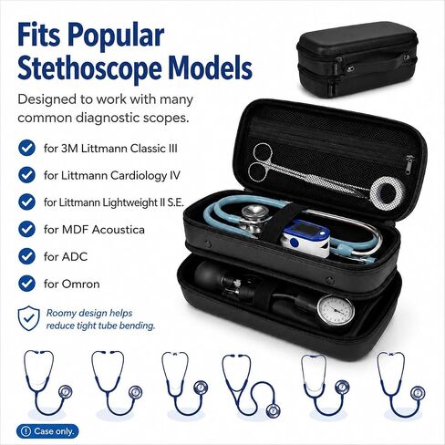 حافظة سماعة الطبيب COMECASE لجهاز Littmann Classic III، منظم الممرضات الصلبة | تصميم مزدوج الطبقة يحافظ على سماعة الطبيب ومصابيح القلم والأدوات الطبية اليومية منفصلة عن العمل in Kuwait