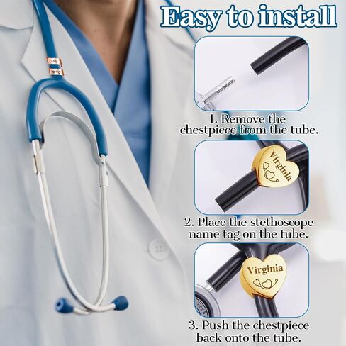 Personalized Stethoscope Name Tag Stethoscope Charms with Id Tag Custom Name Tag Stethoscope Accessories Gift for Nurse Doctor Medical Assistant Vets Med Students (Wave Style) in Kuwait