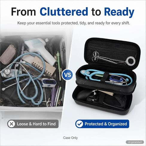 حافظة سماعة الطبيب COMECASE لجهاز Littmann Classic III، منظم الممرضات الصلبة | تصميم مزدوج الطبقة يحافظ على سماعة الطبيب ومصابيح القلم والأدوات الطبية اليومية منفصلة عن العمل in Kuwait