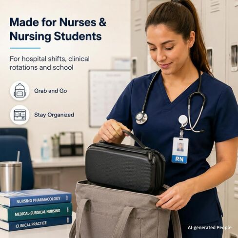 حافظة سماعة الطبيب COMECASE لجهاز Littmann Classic III، منظم الممرضات الصلبة | تصميم مزدوج الطبقة يحافظ على سماعة الطبيب ومصابيح القلم والأدوات الطبية اليومية منفصلة عن العمل in Kuwait