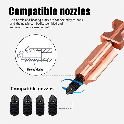 AD5X 3 Pack Size Removable and Replaceable Nozzles Hotend, High Flow 32mm³/s Hotend Kit, 0.25MM 0.4MM 0.6MM High-Speed 3D Printer Part ad5x Nozzle in Kuwait