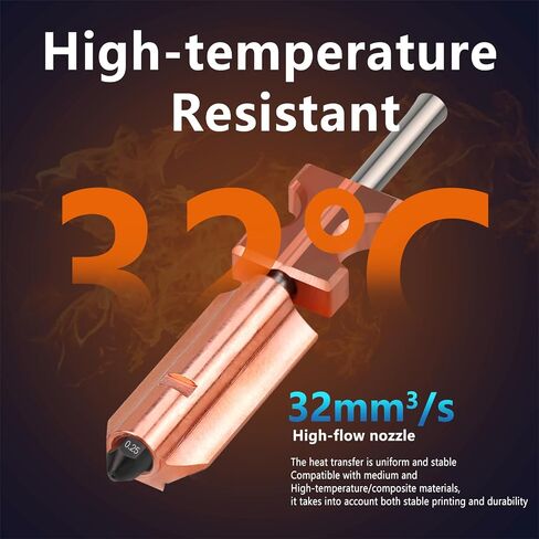 AD5X 3 Pack Size Removable and Replaceable Nozzles Hotend, High Flow 32mm³/s Hotend Kit, 0.25MM 0.4MM 0.6MM High-Speed 3D Printer Part ad5x Nozzle in Kuwait