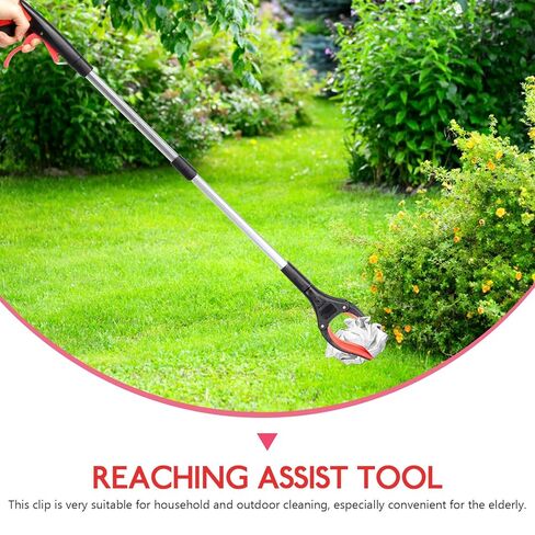 STOBAZA Foldable Trash Picker Grabber Tool Red Portable Reaching Aid for Elderly with Long Handle and Lightweight Design for Household and Outdoor Trash Collection in Kuwait