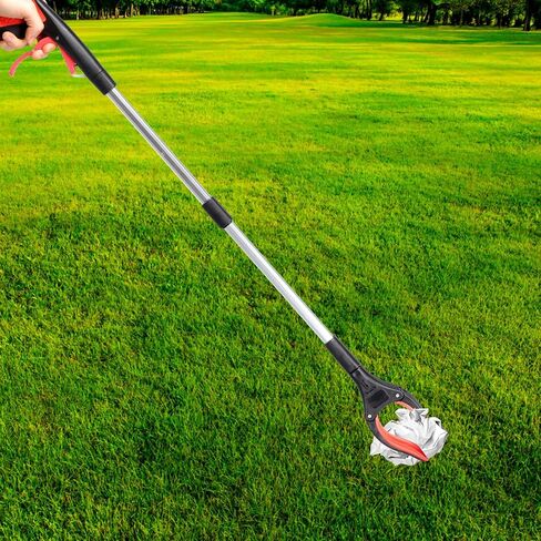 STOBAZA Foldable Trash Picker Grabber Tool Red Portable Reaching Aid for Elderly with Long Handle and Lightweight Design for Household and Outdoor Trash Collection in Kuwait