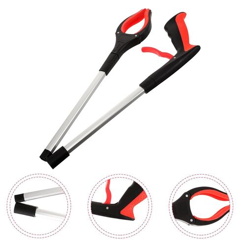 STOBAZA Foldable Trash Picker Grabber Tool Red Portable Reaching Aid for Elderly with Long Handle and Lightweight Design for Household and Outdoor Trash Collection in Kuwait