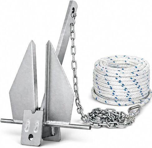 Galvanized Fluke Anchor Kit Includes Anchor Chain, Rope and Shackles, for Pontoons, Dinghies, Fishing Boats, Bass Boats, Sport Boats, Sport Yachts, 5/8/10/13 lb Boat Anchor Kit in Saudi Arabia